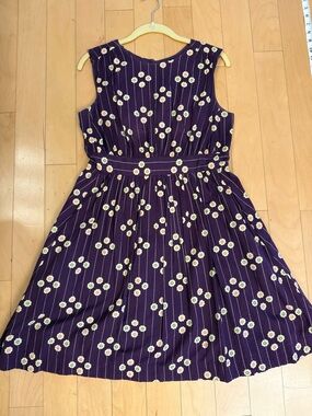 ModCloth Purple Floral Fit & Flare Dress | Medium | Pockets